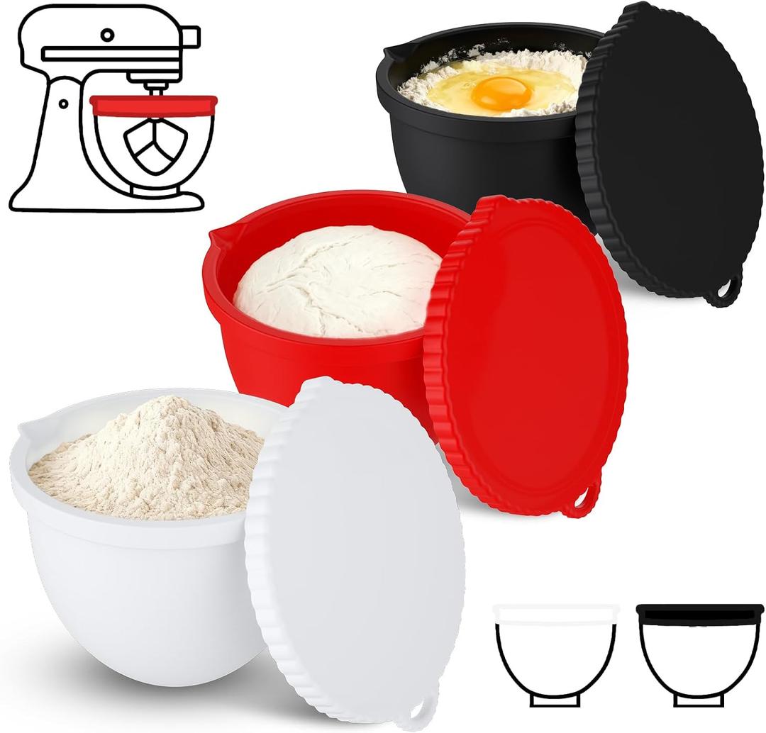 Thickened Silicone Liners for KitchenAid Mixer, 5 Quart Stand Mixer Accessories, Mixaid Silicone Liners for Kitchenaid, Heat-Resistant, Dishwasher Safe, Non-Slip Base- 3 Pack