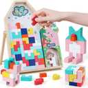 GEMEM Wooden Blocks Puzzles for Kids Ages 4-8, Thick 3D Russian Blocks Brain Teasers Tangram Jigsaw, STEM Intelligence Toys,Montessori Educational Gift for Toddlers Kids 3 4 5 6 7 8 Boys Girls