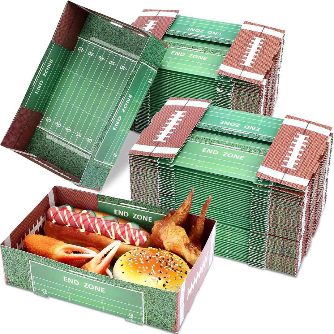 Patelai 100 Pcs Football Paper Food Trays Ball Paper Party Bowls Sports Theme Candy Holder Trays Football Bowl Party Supplies Disposable Serving Tray for Sports Game Event Family Food Decor
