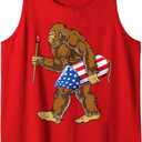 Bigfoot Fireworks 4th Of July Funny Boys Men Sasquatch Lover Tank Top, Red, S