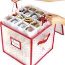 Sattiyrch Plastic Christmas Ornament Storage Box with Trays,Customizable Dividers, Dust-Proof Durable Ornament Organizer Holder,Christmas Storage Containers,Holds 64 x 3 Ornaments