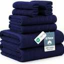 Casa Platino 100% Cotton Bath Towels - 8 Pcs Luxury Set - Soft, Absorbent & Durable - 2 Bath, 4 Washcloths, 2 Hand Towels for Bathroom - Sustainably Produced & Designed for Everyday use - Navy Blue
