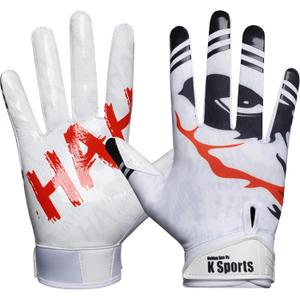 Youth Football Gloves Sticky Silicone Grip Tacky Wide Receiver Football Gloves (White JKR)