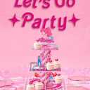 3 x Pink Girl Cupcake Stand Princess Doll Birthday Party Supplies for Pink Girls Birthday Cupcake Decoration Girls Doll Party 3 Tier Dessert Table Displays