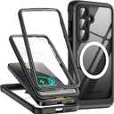 TLIKEMISS Magnetic for Samsung Galaxy S25 Plus Case with HD Screen Protector, Compatible with Magsafe, Military Grade Protection, 9H Tempered Glass Screen Full Body Shockproof Phone Cover 6.7", Black