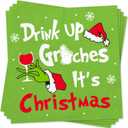 Funny Christmas Cocktail Napkins, 50 Pack Holiday Dinner Paper Napkins, Cute Birthday Christmas Party Decor Supplies, White Elephant Gifts Stocking Stuffer, 5x5 inch