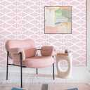 Modern White and Pink Peel and Stick Wallpaper Stripe Diamond Wallpaper Vinyl Waterproof Contact Paper Shelf Paper Drawer Liner Roll for Bedroom Living Room 17.7"x300"