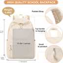 BTOOP School Backpack for Teens Large Corduroy Bookbag Lightweight 15.6 inch Laptop Bag for Girls Women Casual High School College