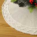 Sattiyrch Knit Christmas Tree Skirt  Classic Cable Knit Tree Base Wrap with Tie Closure  Cozy Holiday Dcor for 7.59 ft Christmas Tree (White,48in)
