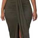 HUUSA Women's Sexy 2 Piece Skirt Sets Elegant Bodycon Maxi Dress Sleeveless Tank Shirt Tops High Waist Ruched Slit Long Dress M