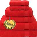 Cotton Paradise 100% Cotton Turkish Towel Set, Soft Absorbent Quick Dry, 6 Piece Towel Set, Red