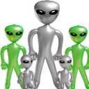 5 Pcs Inflatable Alien, Blow Up Aliens include 67"/ 35"/18", Alien Inflate for Halloween, Space Birthday Party