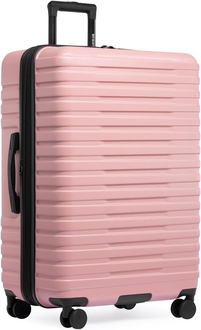 U.S. Traveler Boren Expandable Hardside Rugged Travel Luggage with 8 Spinner Wheels, Rose Pink, Checked-Large 30-Inch, Checked-Large 30-Inch, No USB Port