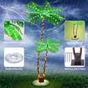 OUSHENG Solar Lighted Palm Trees for Outside Patio, Bar Pool Deck Outdoor Decorations Decor, Light Up LED Artificial Fake Tree Lights for Yard Tropical Party Christmas, 6FT