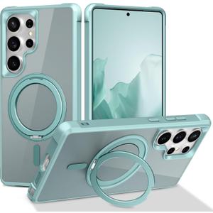 360 Magnetic Swivel Ring for Samsung S25 Ultra case, Built-in Metal Stand and Ring Holder, Magsafe Compatible, Military Grade Protection, Shock and Vibration Resistant-Lake Blue