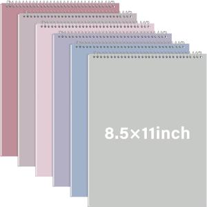 Maitys 6 Pcs 8.5 x 11 in Top Bound Office Steno Book Spiral Steno Books College Ruled Paper 70 Sheets/Pad Colorful Covers for Writing Notes in School Office University College (Pastel Color)