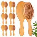 12 Pcs Bamboo Hair Brushes for Women Bulk Natural Wooden Paddle Brush Detangler Hairbrush with Natural Bamboo Bristles for Women, Men, DIY Gift, Coarse, Fine, Wavy