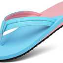 Amazon.com | ChayChax Womens Two-Tone Flip Flops with Arch Support Comfort Beach Thong Sandals Indoor Outdoor, Sky Blue Pink, 7 Women | Shoes