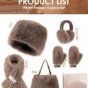 Gifts Sets for Women-5 Piece, Faux Fur Bucket Hat and Glove Set, Valentines Gifts for Her Wife Sister Girlfriends (Elegant Brown)