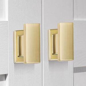 10 Pack Square Brushed Gold Cabinet Knobs,Single Hole Cabinet Handles Gold Knobs for Cabinets and Drawers Cupboard Closet Bathroom Dresser Hardware,Solid Zinc Alloy