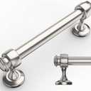 Amerdeco 10 Pack Brushed Satin Nickel Cabinet Pulls 4 Inch Hole Centers, 5 Inch Length Handles for Kitchen Cabinet Hardware,Solid Cabinet Handles for Bathroom Drawer Handles IH0005