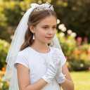 First Communion Veil Set - 1st Communion Headpiece Set for Girls, Holy Catholic Baptism Dress Up Accessories (White)