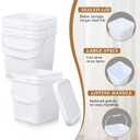 Mumufy 3 Pcs 3.5 Gallon Square Food Grade Bucket with Lid Square Bucket Pail Plastic Handles for Long Term Food Storage, Camping, Fishing, Home Organization Easy Stack and Store (White)