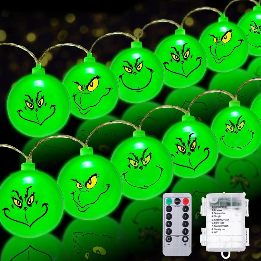 The GRENCHS 30 LED 15 Ft Battery Operated Christmas Lights, Christmas Decorations 8 Modes Waterproof String Lights with Remote for Tree, Christmas Decor Indoor Outdoor