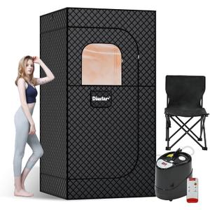 Sauna Box - Portable Sauna for Home with Upgraded 3L 1500W Steamer, Folding Chair and Non-Slip Mat for Relaxation Spa, 5-Layer Waterproof and Insulated Steam Tent, 3x3x6ft, Larger (Black)