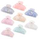 Yuxung 8 Pcs Large Acrylic Hair Claw Clips for Women Cute Non-slip Strong Hold Jaw Clamps Accessories for Thick Thin Hair(Fantasy Color)