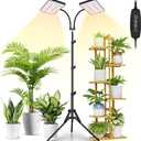 LBW Latest Grow Light for Indoor Plants, 428 LED Dual-Head Full Spectrum Standing Plant Light, Floor Grow Lamp with 3/6/12H Timer, 6 Brightness Levels, 3 Switch Modes, 75" Adjustable Tripod Stand