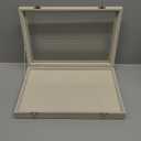 Coward Ring Organizer Jewelry Box, Beige Velvet 100 Slots Ring Display Tray Case with Transparent Glass Lid for Home Use or Store Selling Show