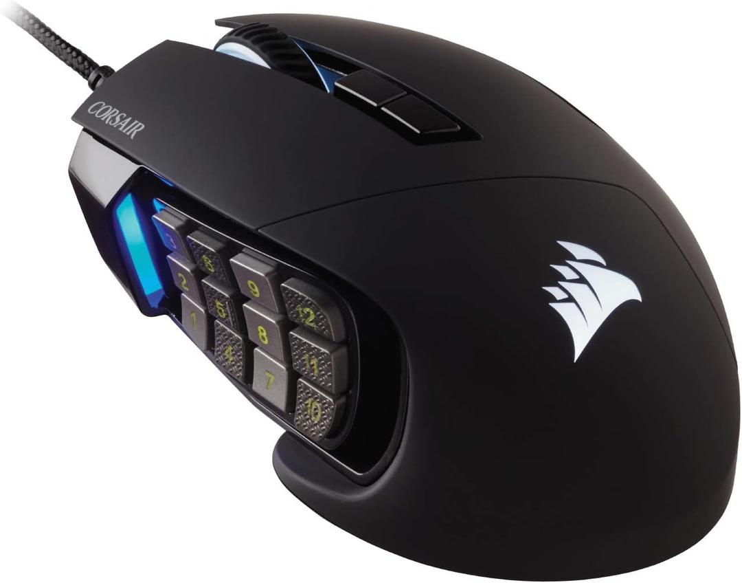 Corsair Scimitar RGB Elite Wired MOBA/MMO Gaming Mouse 18,000 DPI 17 Programmable Buttons iCUE Compatible PC, Mac, PS5, PS4, Xbox Black