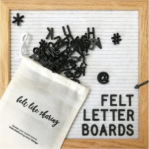 Felt Like Sharing Square Letter Board (White Felt - 10x10)  Changeable Message Board with 3 Sets of Felt Board Letters for Home, Office, & Aesthetic Room Decor  Wall Letterboard Signs In Oak Frame