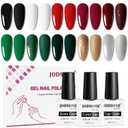 JODSONE Gel Nail Polish Set, 10 Colors Winter Black White Glitter Burgundy Red & Green Silver Gel Polish DIY Salon for Girls Home DIY Gift