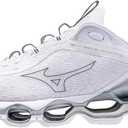 Mizuno Women's Wave Prophecy 4 Running Shoe (6, White/Metallic Grey)