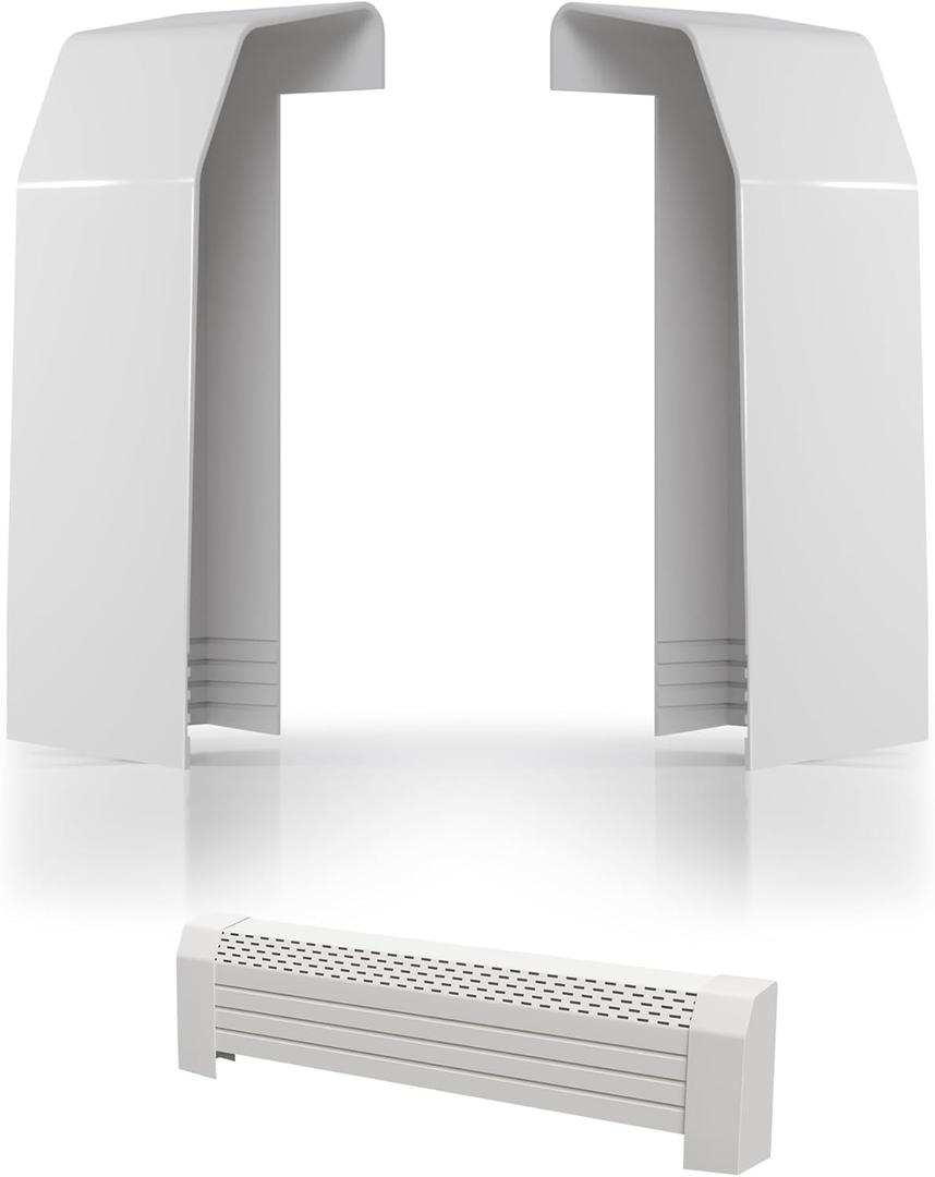 2-Pack End Caps for Baseboard Heater Covers, Plastic Left&Right End Caps, 4 Bottom Grooves for Adjusting Height, Fits Most Standard Baseboard Heaters, Easy to Cut and SetNot for E-Heaters