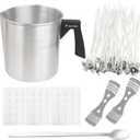EricX Light Candle Making Kit, 60pcs Candle Wicks, 60pcs Candle Wicks Sticker, 1pc Candle Wax Pouring Pot, 2pcs 3-Hole Wicks Centering Devices, 1pc Mixing Spoon, DIY Candles Craft Tools