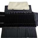 SCIKHEFT Portable Jewelry Roll Untangled Secure Necklace Travel Storage Bag Displays Holder 16 Chain (Gray PU and Black Velvet)