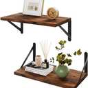 IBUYKE Deep Floating Shelves for Wall,8 Inch Deep Floating Shelves Set of 2,16W x 8D Wood Wall Shelf,Wide Floating Bookshelf for Living Room, Kitchen, Office TFS002H-2