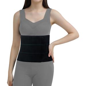 Abdominal Binder Post Surgery - Elastic Belly Band Compression Stomach Wrap Tummy Tuck Belt - Skin Friendly, Breathable, Soft - 3 Panel - Black (Size L) (Large (45"-60"))
