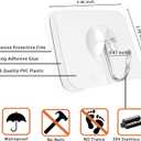 Latoxcaa Heavy Duty Adhesive Wall Hooks - Strong & Transparent, Hold up to 22lb, Waterproof & Reusable, Ideal for Kitchen, Bathroom, and Office (10 Pack)