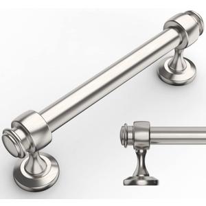 Amerdeco 10 Pack Brushed Satin Nickel Cabinet Pulls 4 Inch Hole Centers, 5 Inch Length Handles for Kitchen Cabinet Hardware,Solid Cabinet Handles for Bathroom Drawer Handles IH0005