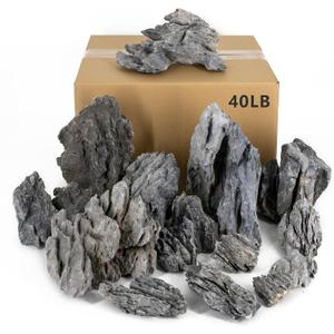 Dragon Stone Aquarium Rock Seiryu Stone for Aquariums, Fish Tanks, Bonsai, Terrariums, Wargaming Dioramas, Indoor or Outdoor Gardens-40Lb(2-10 Inch)