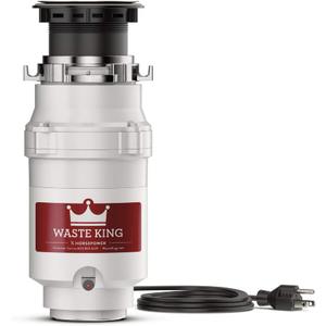 Waste King 1/2 HP Garbage Disposal with Power Cord for Kitchen Sink Food Waste, L-1001