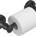 BESy Wall Mounted Toilet Paper Roll Holder Rustproof Toilet Tissue Holder Bathroom Flexible Pivoting Handle Tissue Roll Holder, Matte Black, Stainless Steel