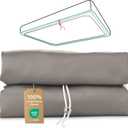 Queen Fitted Sheet Only with Drawstring and 360 Elastic Strap for Tight Fit, 100% Long-Staple Cotton Fitted Queen Sheet, Luxury Soft, No Slippage, 1000TC, Deep Pocket Fits 8" to 16" Mattress
