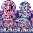 Demon Hunters Birthday Decorations, 20 Plates, 20 Napkins and 1 Tablecover for Boys Girls Kpop Party Supplies