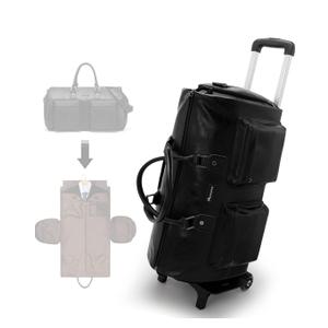 Modoker Rolling Garment Bag for Travel Wheeled Duffel Bag Luggage Suit Travel Bags for Men and Women,3 in 1 Carry on Convertible Garment Bag with Wheels,Black