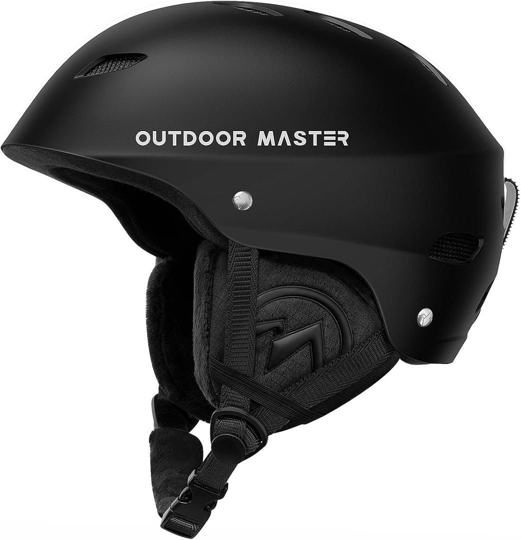 OutdoorMaster Kelvin Ski Helmet - Snowboard Helmet for Men, Women & Youth (Black,M)